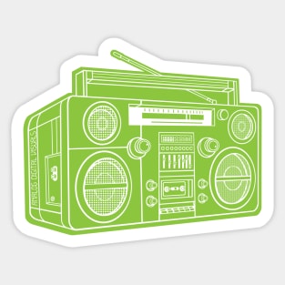 Boombox (White Lines + Yellow Green Drop Shadow) Analog / Music Sticker